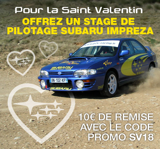 Idee cadeau Saint valentin stage de pilotage rallye en Subaru Impreza